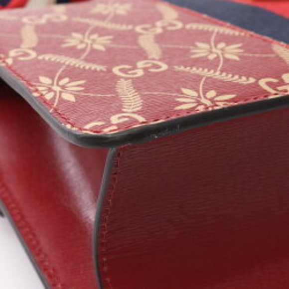 Gucci Sylvie Sherry GG Leather Shoulder Bag Red Multicolor - Picture 5 of 7